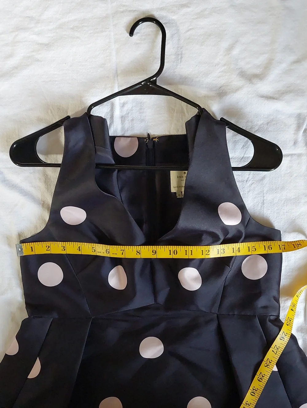 Kate Spade Spotlight V-neck Blue Navy and Pink Polka Dot Mini Dress Sz 12